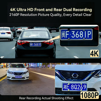 Dashcam 4 Canaux 4K WiFi Avant Arrière Intérieur