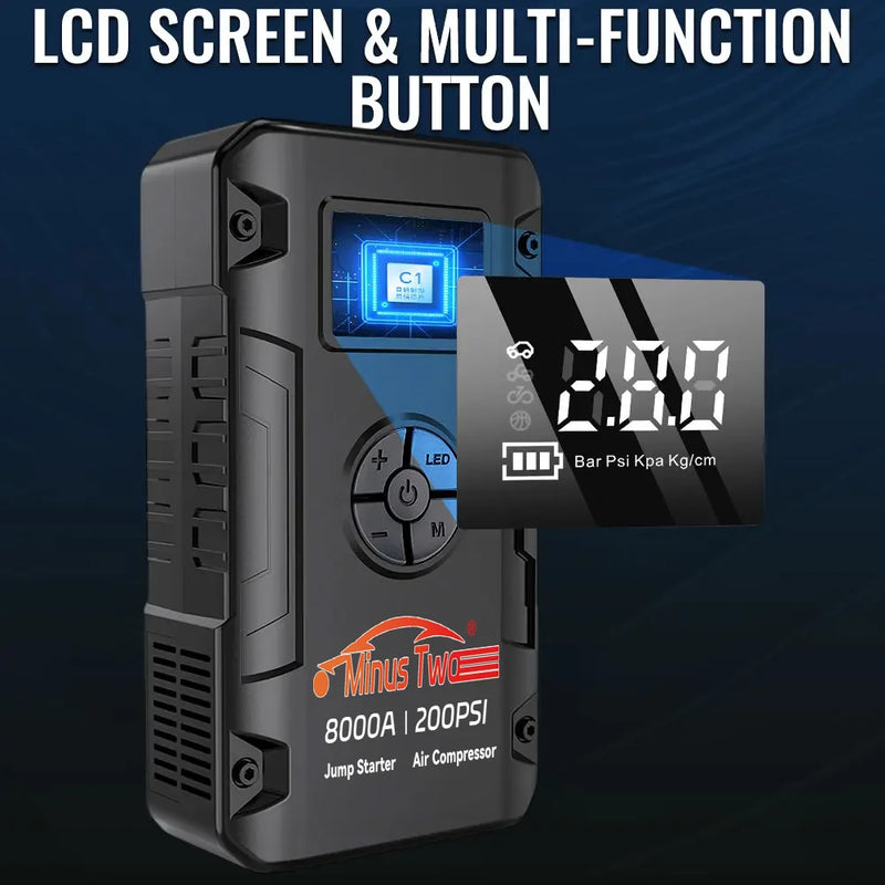 Booster de Batterie Voiture 8000A avec Compresseur 200 PSI