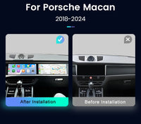 Autoradio Double Écran 12,3 + 12,3 Pouces Porsche Macan 2014-2017 Android CarPlay Sans Fil GPS