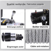 Treuil Électrique 3000 lbs 12V Poulie de Mouflage