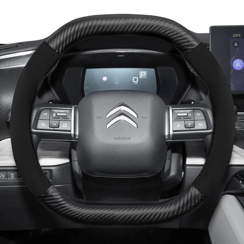 Housse de Volant Citroën Daim et Texture Carbone C3 C4 X Berlingo C5 Aircross Jumper Spacetourer Ami X