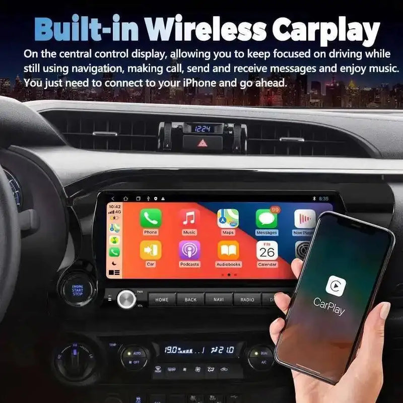 Autoradio Android Écran QLED 12,3 Pouces Toyota Hilux 2015-2023 CarPlay Sans Fil GPS 4G