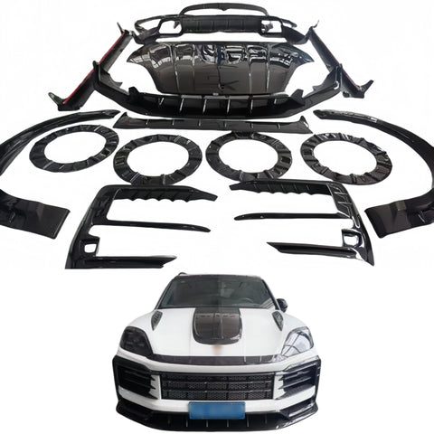 Kit Carrosserie Complet Carbone Porsche Cayenne 9Y0 2024 : Capot, Splitter de Pare-Chocs, Diffuseur, Élargisseurs d'Ailes, Jupes