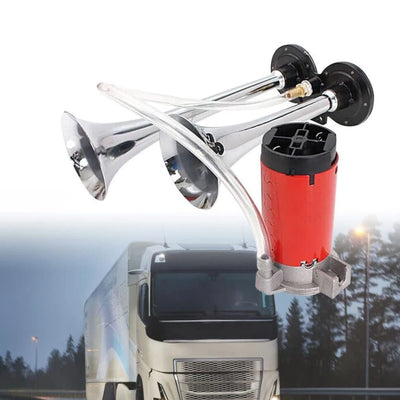 Klaxon Double Trompette Noir Compresseur 12V Voiture