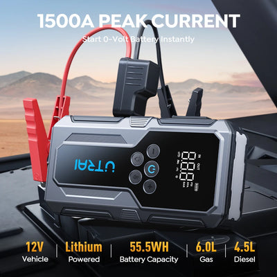 UTRAI Démarreur de Batterie Voiture 1500A avec Compresseur d'Air