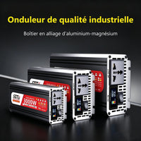 Convertisseur 12V 24V 220V Pur Sinus 1200 à 3000 W Onduleur Voiture Écran LCD