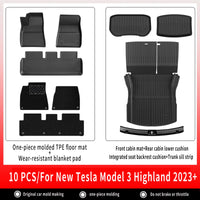Tapis de Sol Tesla Model 3 Highland 2024-2026 TPE Ensemble 3 à 12 Pièces Simple ou Double Couche