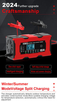 Chargeur de Batterie Voiture 12V 10A Intelligent LiFePO4 AGM Gel