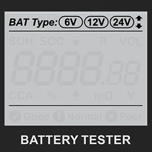 Testeur de Batterie Voiture 6V 12V 24V 100-2000 CCA Écran LCD