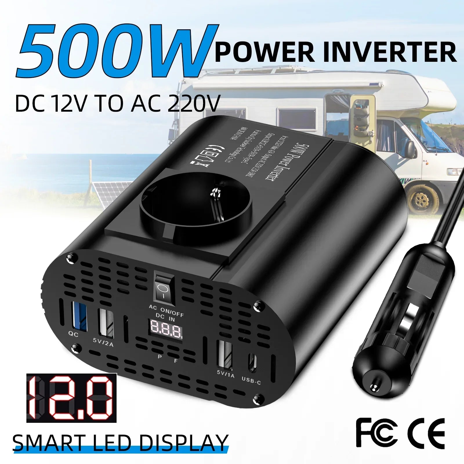 Convertisseur 12V 220V Voiture Allume-Cigare 400 W 500 W USB