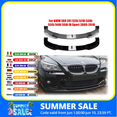 Kit Lame Pare-Chocs Avant BMW Série 5 E60 E61 M Sport 2005-2010