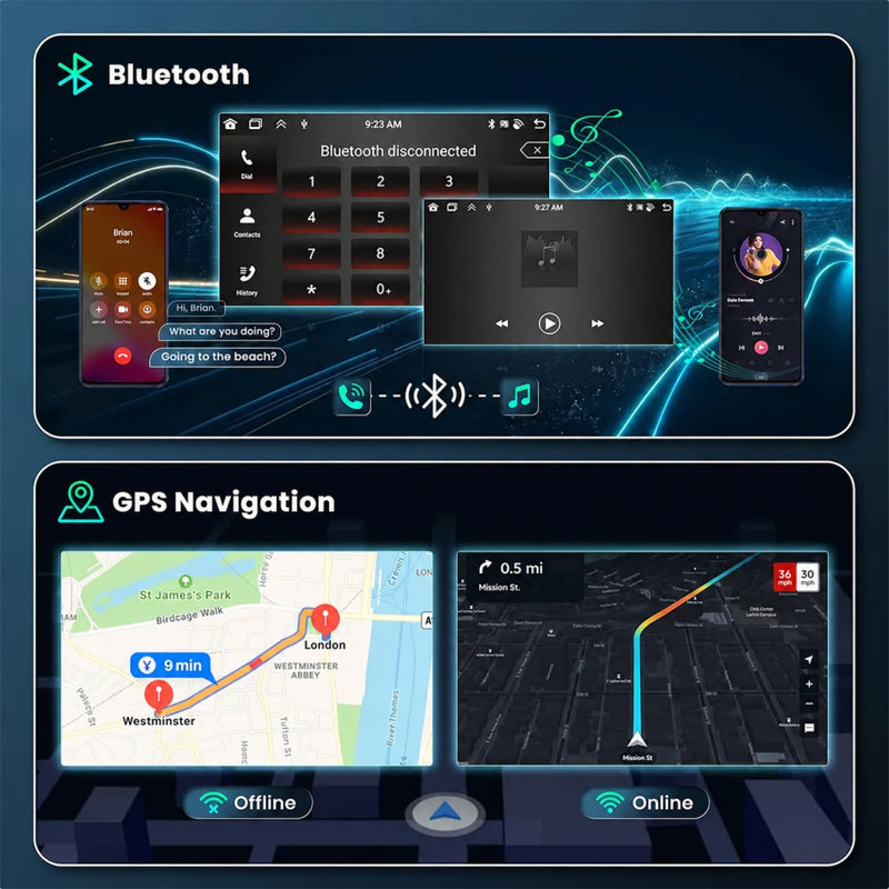 Autoradio Android 15 Ford Everest et Ranger 2015-2018 CarPlay Sans Fil GPS 4G