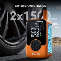 Gonfleur de Pneu Voiture Sans Fil 150 PSI 2 x 1500 mAh Orange