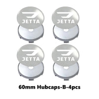 Cache-Moyeux Volkswagen Jetta 56 et 60 mm avec Autocollants Adhésifs, Lot de 4, Noir ou Argent