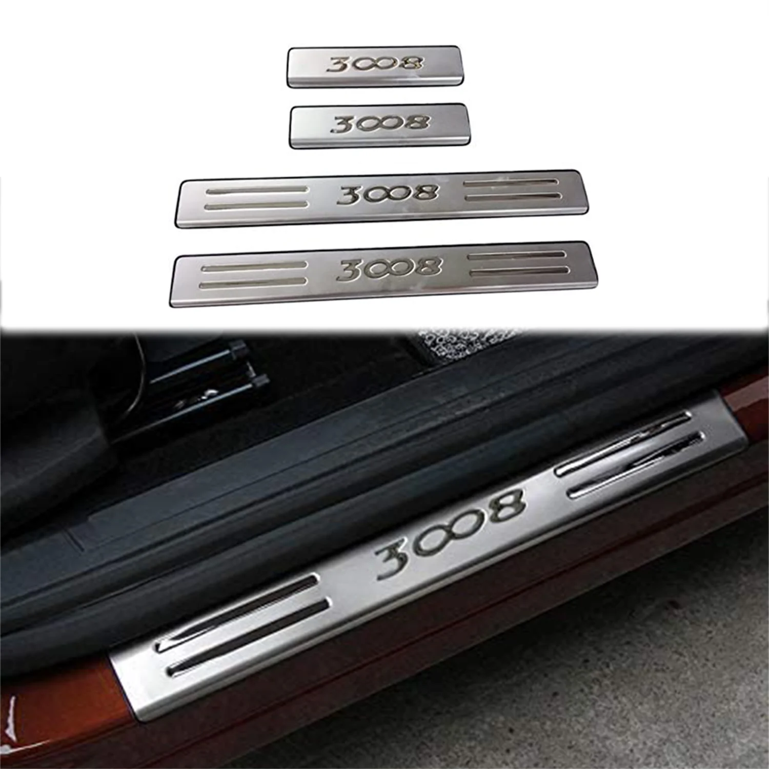 Seuils de Porte Peugeot 3008 2017-2022 Acier 4 Pièces