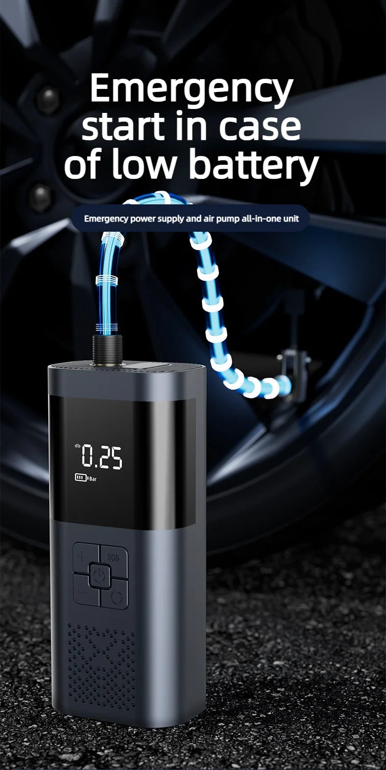 Booster de Batterie Voiture 600A Compact avec Compresseur 6000 mAh