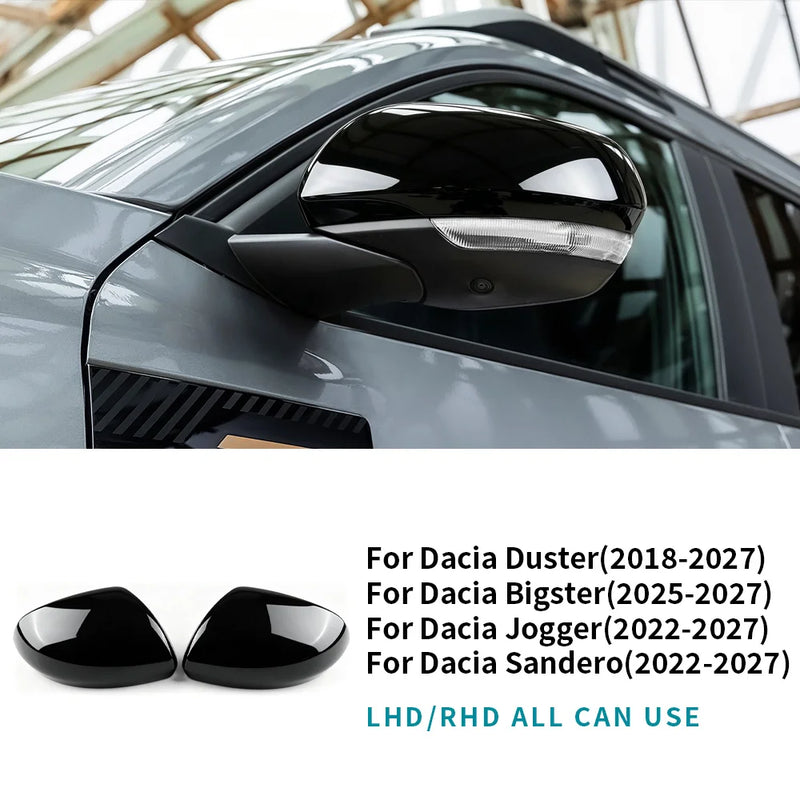 Mirror Covers Dacia Duster Bigster Jogger Sandero 2018-2027 Gloss Black or Carbon Look