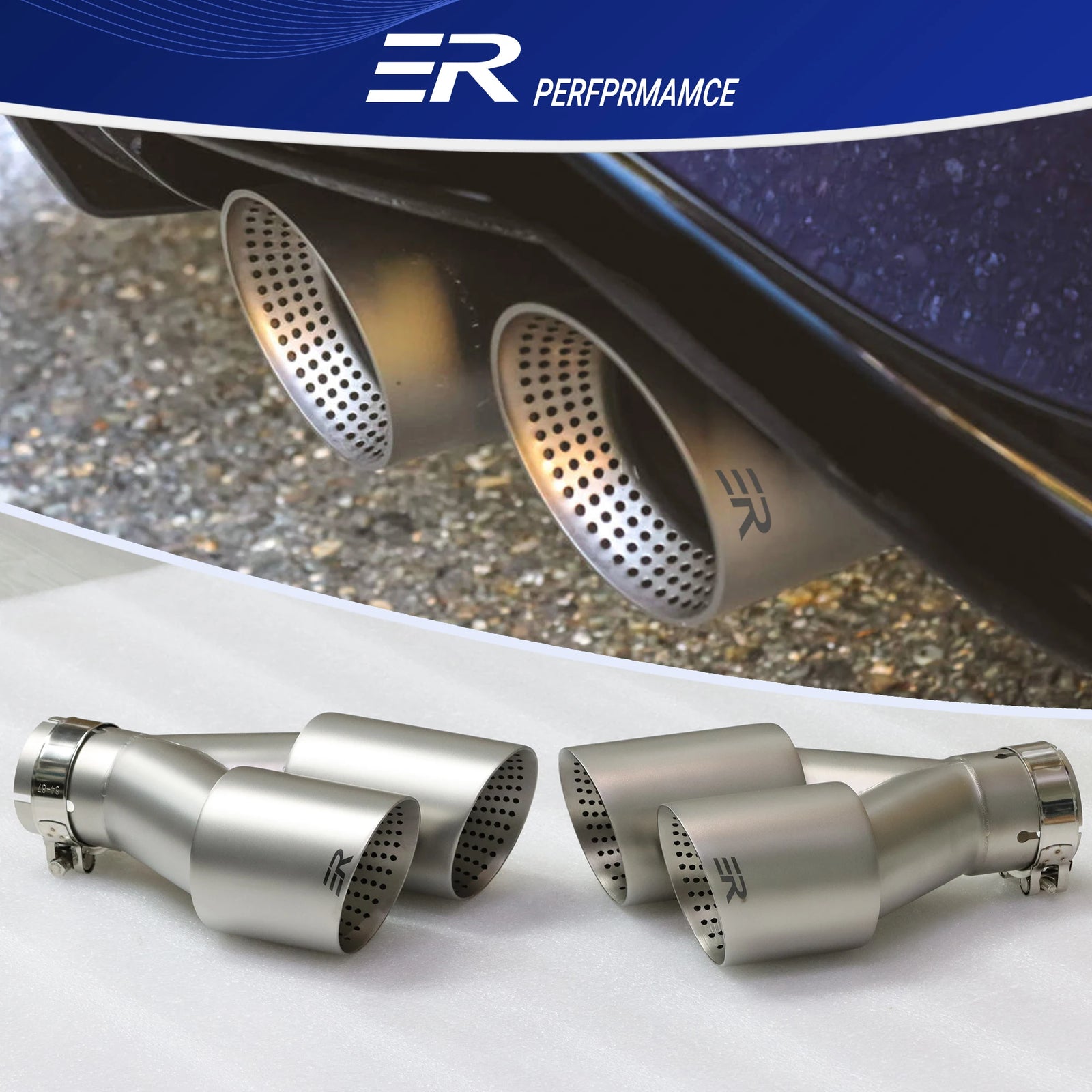 Embout d'Échappement Double Sortie Aspect Titane Mat Universel