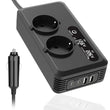 Convertisseur 12V 220V Voiture 200 W Allume-Cigare 2 Prises 2 USB 2 USB-C Écran LCD