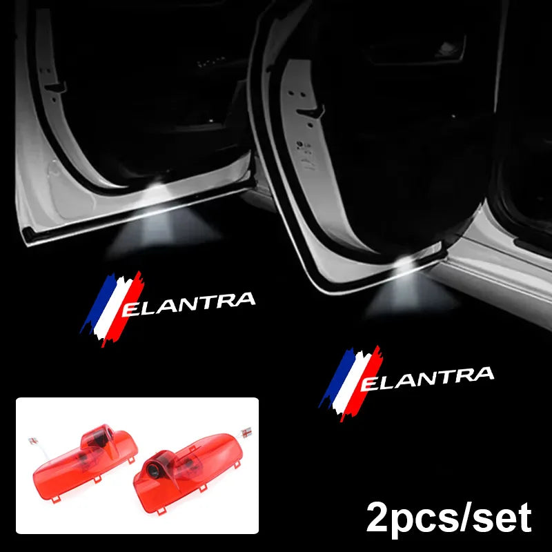 Projecteur Porte Hyundai Elantra 2008-2015, Lumière de Bienvenue LED, Lot de 2, 7 Motifs