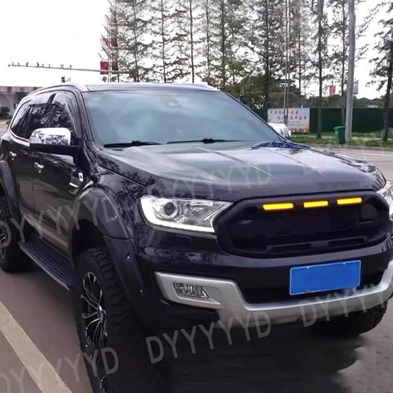 LED-Kühlergrill Ford Everest 2015–2022 Mattschwarz, weiße oder bernsteinfarbene Leuchten