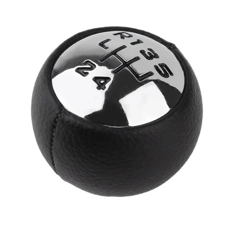 Pommeau de Levier de Vitesse Peugeot 307 308 3008 407 5008 807 et Citroën C3 C4 C8, 5 ou 6 Vitesses, Tête Chromée Cuir PU Noir