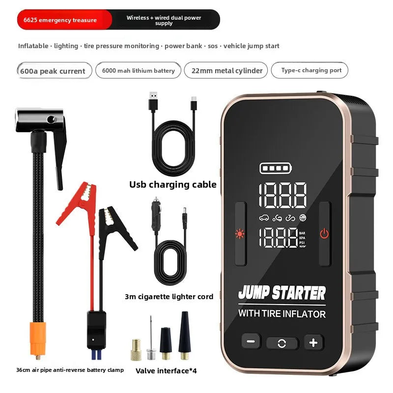 Booster de Batterie Voiture 12V avec Compresseur 150 PSI Écran Numérique
