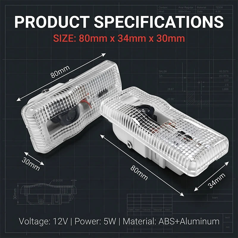 Projecteur Porte Citroën, Lot de 2, Plug and Play, Lentille Verre HD, C3 C4 C5 C6 Picasso Cactus DS3