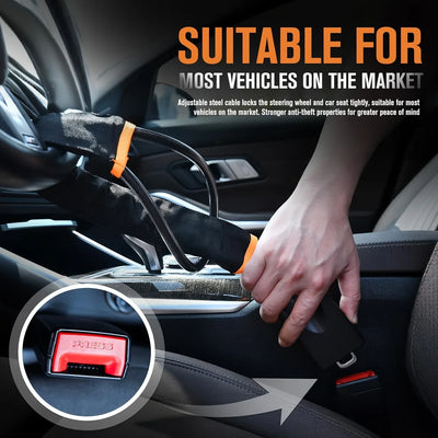 Antivol de Volant Voiture avec Verrouillage de Ceinture
