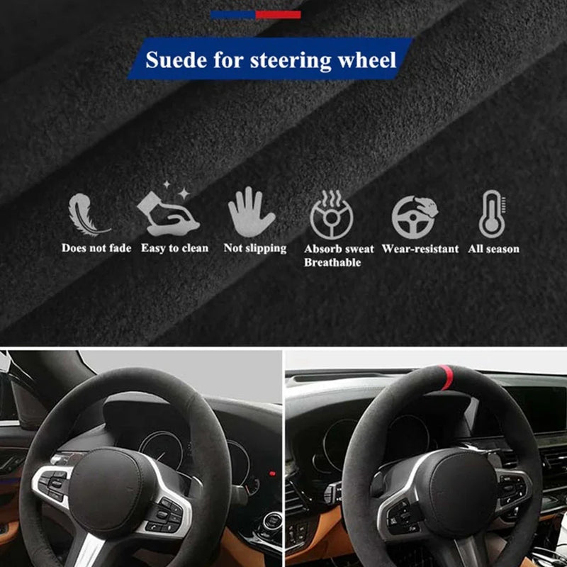 Couvre Volant Ford Mustang et Mustang GT 2015-2019, Cuir Véritable et Daim, à Coudre, 9 Styles