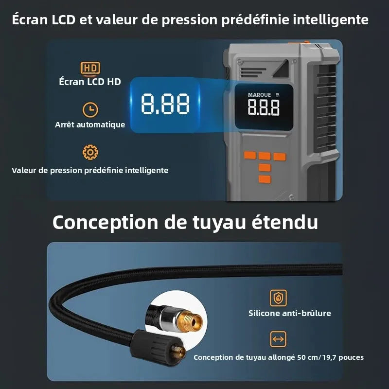 Booster de Batterie Voiture Grand Froid avec Compresseur 150 PSI Arrêt Auto