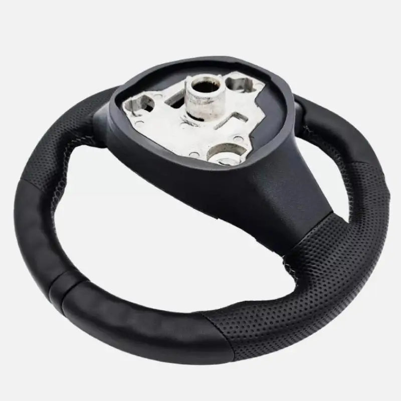 Volant Sport Méplat Chauffant Tesla Model 3 et Model Y 2017-2023 Cuir Perforé Noir