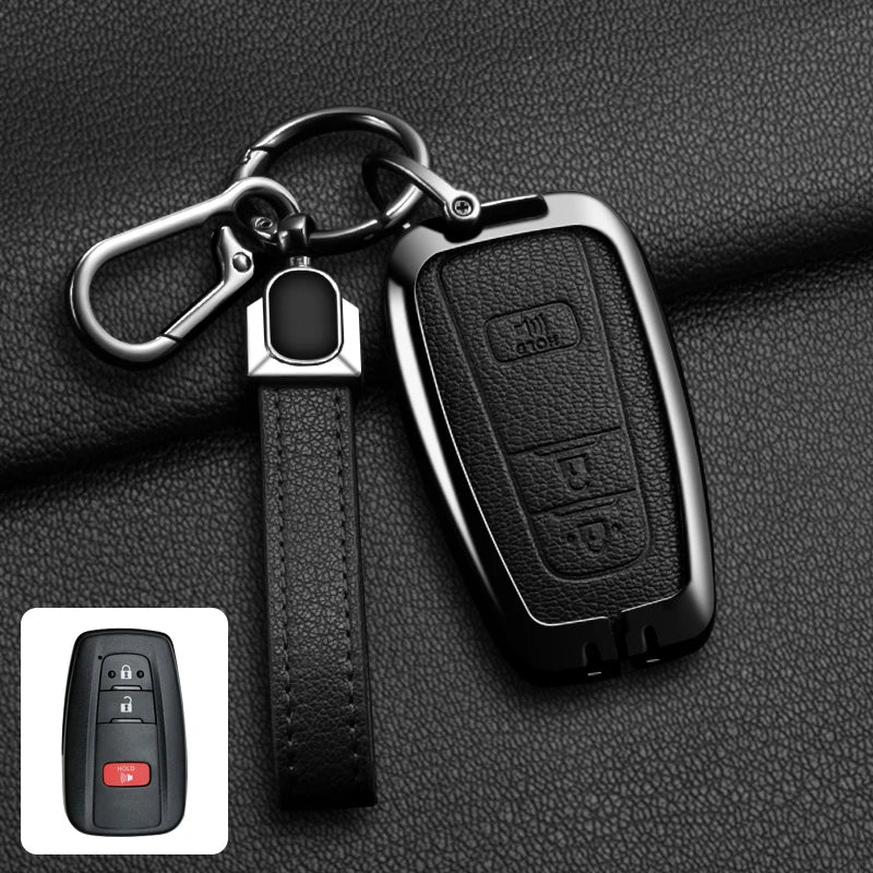 Étui de Protection Clé Toyota C-HR RAV4 Corolla Prius Camry Alliage de Zinc et Cuir