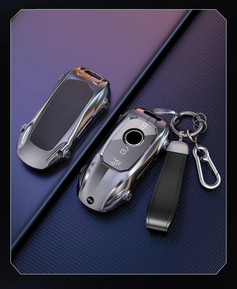 Coque de Protection Clé Mercedes Classe A B C E S W204 W205 W210 W212 W213 W176 W463 GLC GLB GLE AMG Alliage de Zinc Style Supercar