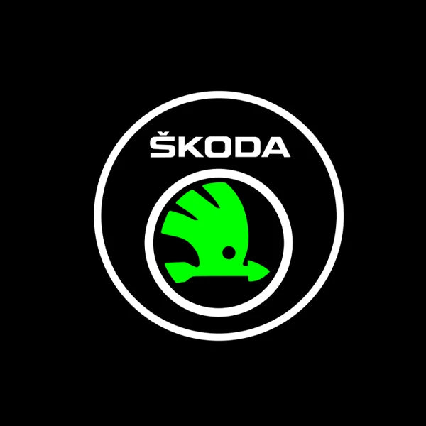 Projecteur Porte Skoda LED, Lentille Verre HD, Lot de 2 ou 4, Octavia Kodiaq Karoq Yeti VRS, 7 Motifs