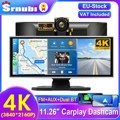 Dashcam Srnubi 11,26 Pouces 4K CarPlay Android Auto