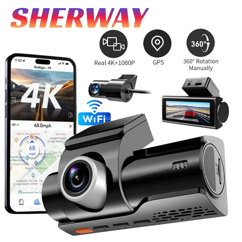 Dashcam 4K Double Canal H265 GPS Vision Nocturne