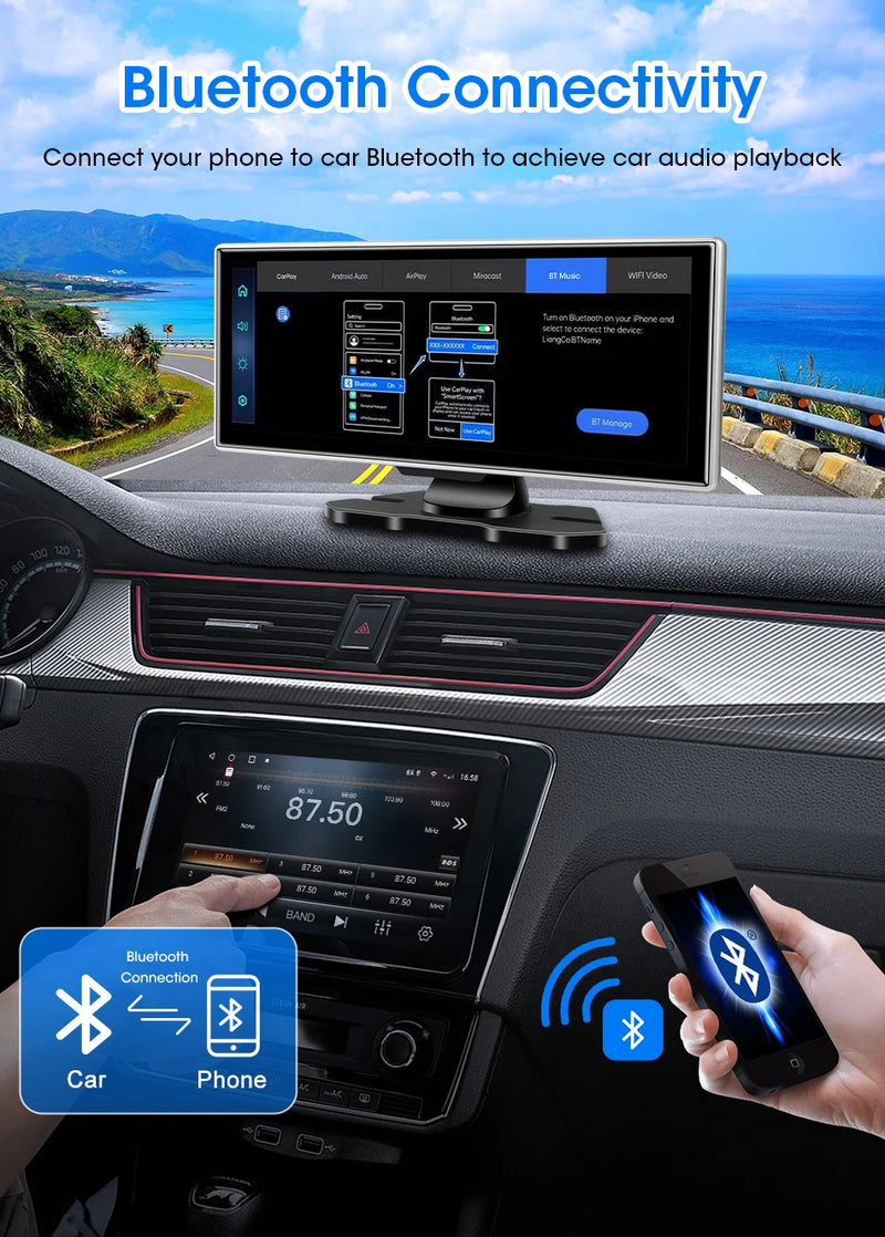 Dashcam 4K Écran CarPlay Sans Fil 11,26 ou 10,26 Pouces Double Caméra