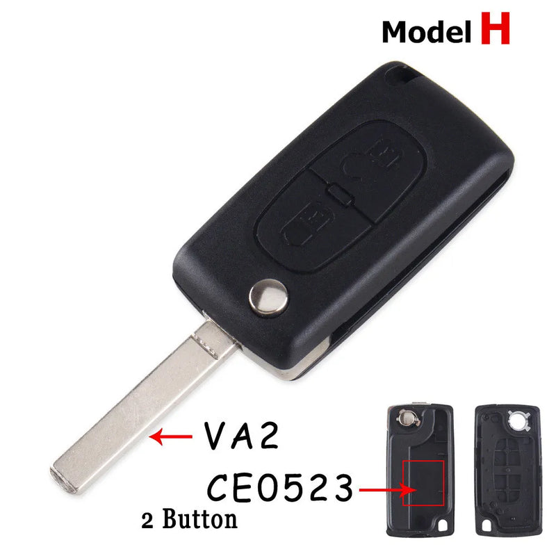 Coque de Clé Peugeot Citroën Pliante à Rabat 2 3 ou 4 Touches 207 307 308 407 607 807 C2 C3 C4 C5 C6