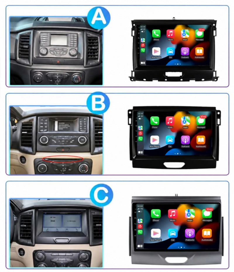 Autoradio Android 15 Ford Everest et Ranger 2015-2018 CarPlay Sans Fil GPS 4G