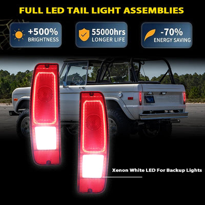 Feux Arrière LED Ford Econoline F100 Bronco Fumé Rouge