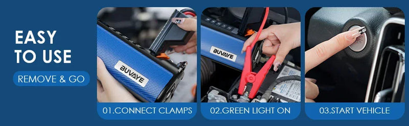 Booster de Batterie Voiture TS03 avec Compresseur d'Air et Lampe