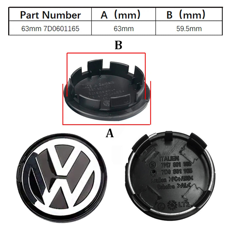 Cache-Moyeux Volkswagen VW Golf Polo Passat 55mm 76mm — vue d'ensemble