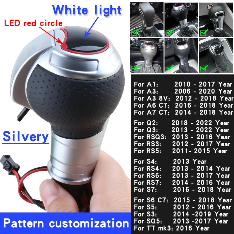 Pommeau de Vitesse LED Audi A3 A6 A7 Q3 RS — détail de fixation