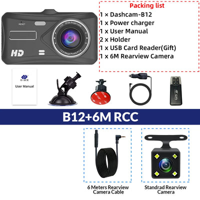 Dashcam E-ACE 1080P Avant et Arrière Écran Tactile 4 Pouces