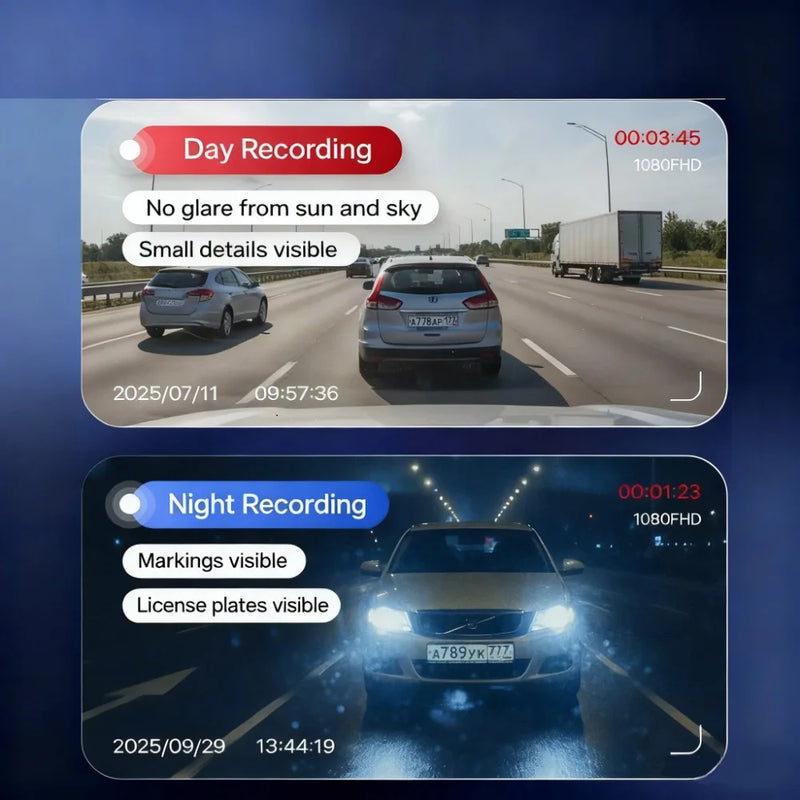 12-Inch Dual-Lens Dash Cam with Night Vision