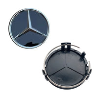 Cache-Moyeux Mercedes AMG W204 W212 W176 75mm — vue de trois quarts