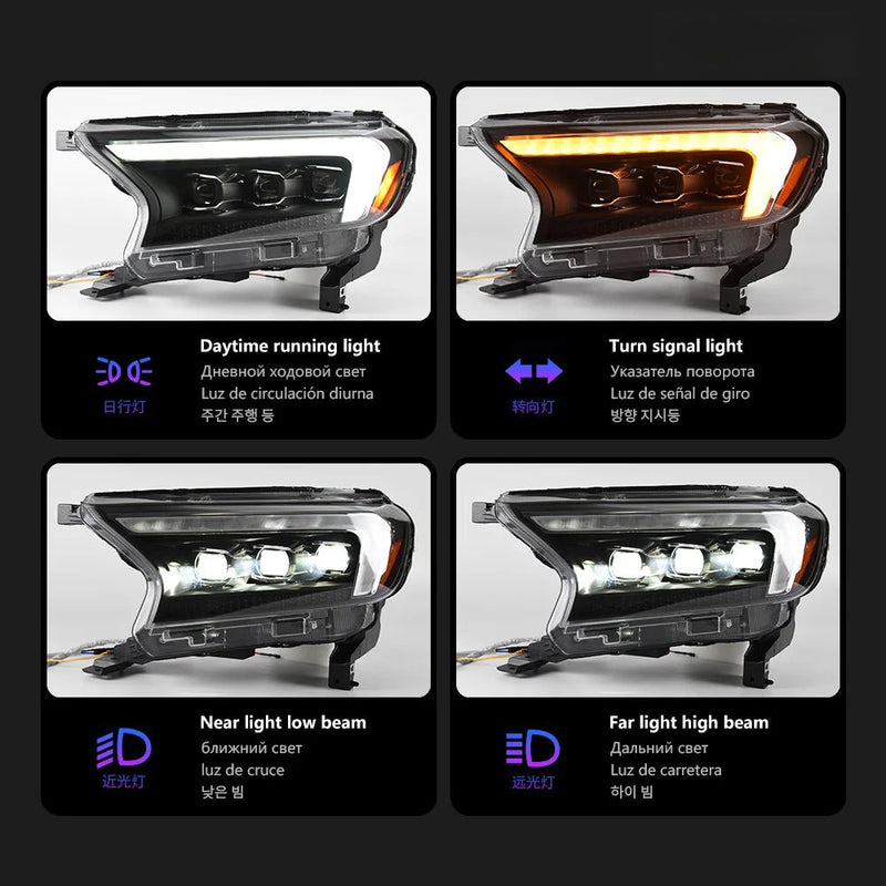 Phares LED Ford Ranger T7 2016-2021 Everest Paire Avant Éclairage de Jour DRL