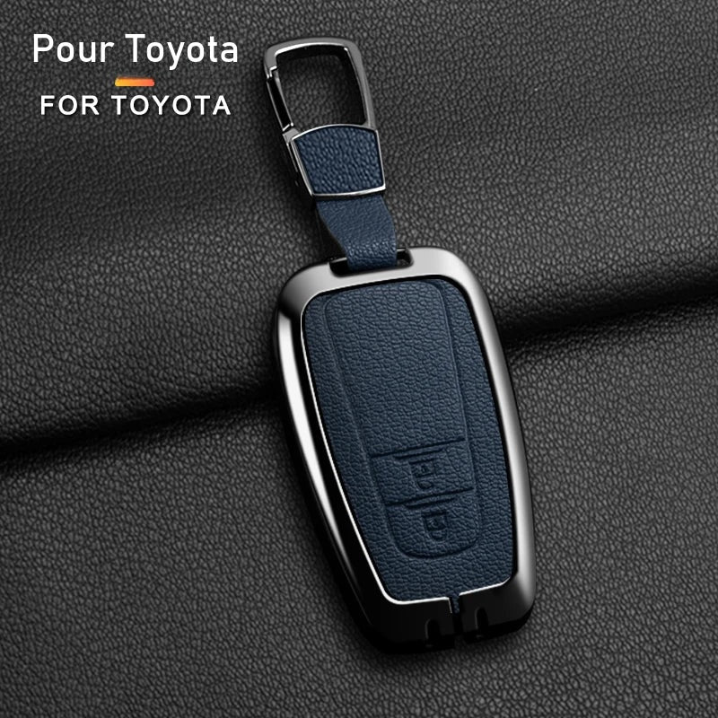 Étui de Protection Clé Toyota C-HR RAV4 Corolla Prius Camry Alliage de Zinc et Cuir