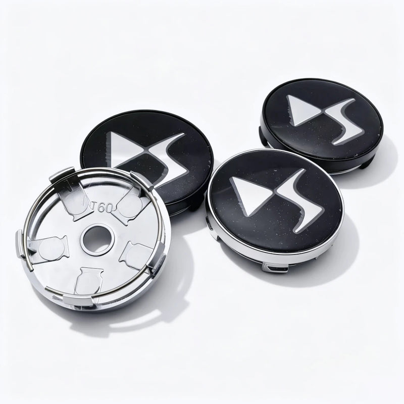 Cache-Moyeux DS DS3 DS5 60mm Noir et Argent — vue de profil